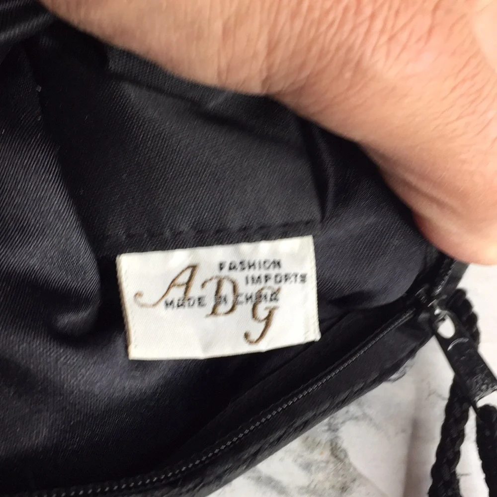ADG Fashion Black Satin Evening Clutch with Strap